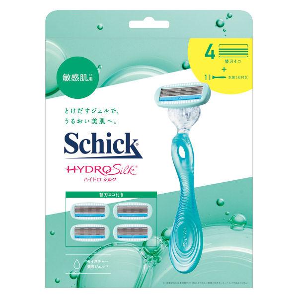 適用於敏感肌膚的 Hydrosilk 組合包，附 5 個替換刀片（其中一個已安裝在支架上） Schick Japan