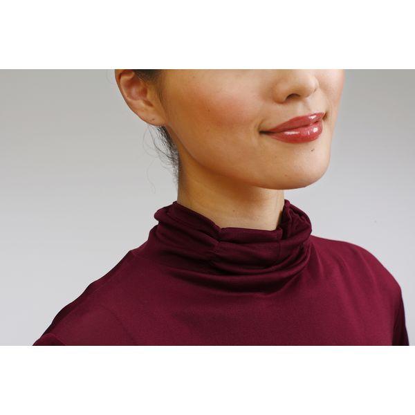 女用絲質高領長袖內搭T卹 紅色 L 7049L-WN 1件（直送）