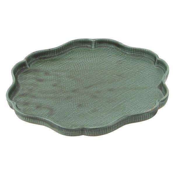 美濃燒陶器和三盆大盤子 16 x 14.5cm 綠色 1 件 TOJIKITONYA