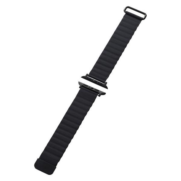 ELECOM Apple Watch 49/45/44/42mm/錶帶/軟皮/磁鐵/黑色 AW-45BDLMAGBK 1 件