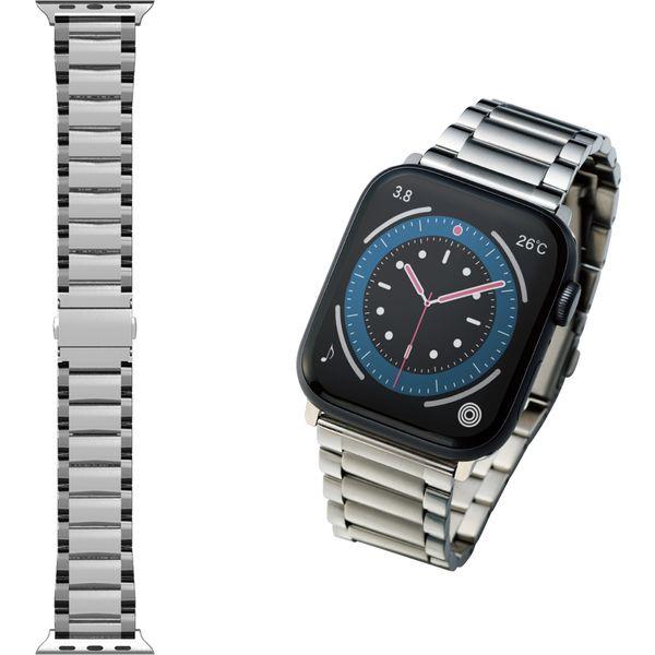 ELECOM Apple Watch 45/44/42mm/錶帶/優質不鏽鋼/3排式/銀色 AW-44BDSS3SV 1 件