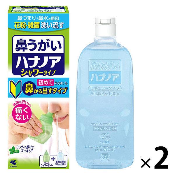 Hananoa 淋浴鼻漱口液 初學者簡易型（鼻腔清潔劑 + 專用清潔液 500ml）2 盒 小林製藥