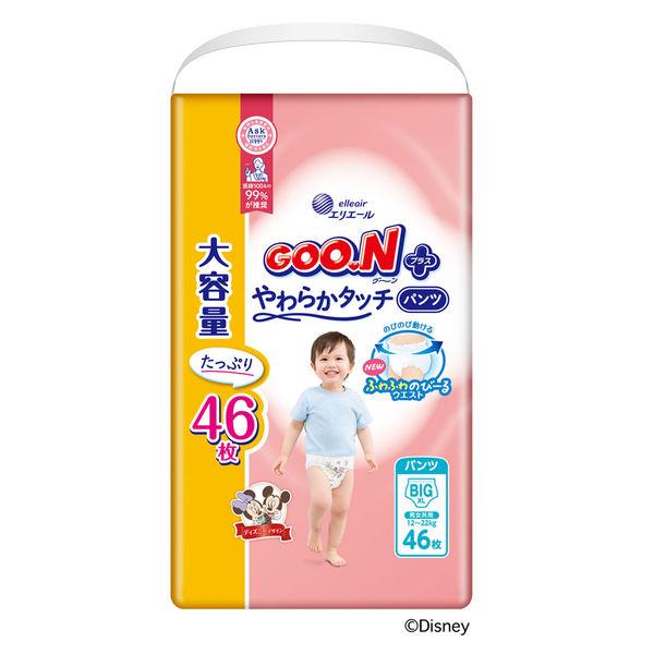 Goon Plus 尿布褲柔軟觸感大號（12-22 公斤）1 包（46 件）男女通用 Daio 紙
