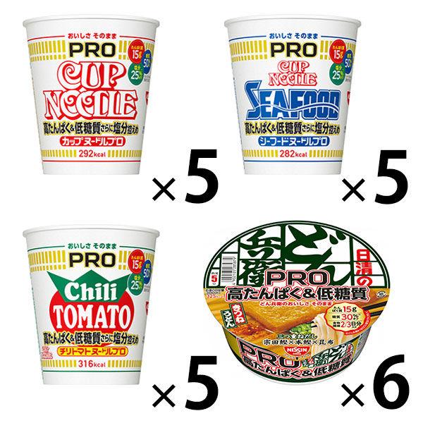 (促銷) [高蛋白&低碳水化合物]Donbei PRO (Pro) Kitsune Udon East x Cup Noodles PRO (Pro) 4種什錦套裝 Nissin Foods 1組（21個）