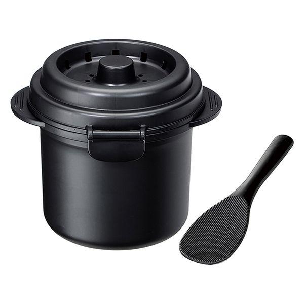 Skater 低碳水化合物電鍋，1 杯炊具，包括飯勺，黑色，微波爐烹飪，可用洗碗機清洗，日本製造，1 件