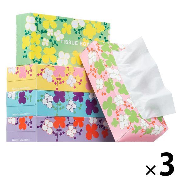面紙220組（5盒） Askul Original Spread Flower 1組（3包） PEFC認證紙盒面紙原裝