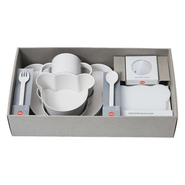 [禮品] tak Bio 兒童餐具抗菌大禮品組小熊白色微波爐/洗碗機安全 1 套 Takenaka