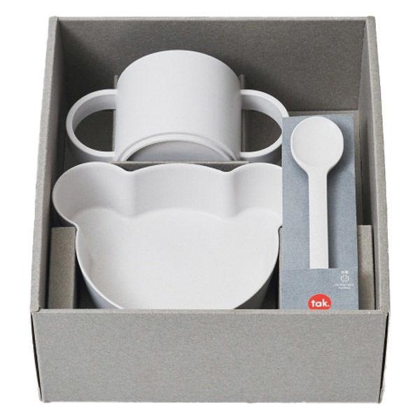 [禮品] tak Bio 兒童餐具抗菌迷你禮品組小熊白色微波爐/洗碗機安全 1 套 Takenaka