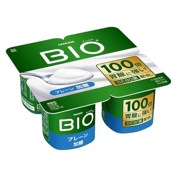 達能日本【冷藏】達能Bio Plain/Sweetened Yogurt 75gx4x6 件 4901112600828 1 套（6 個）（直送）