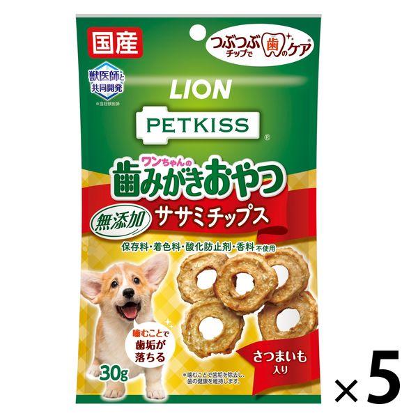 PETKISS 狗牙刷，無添加劑甘藷片，30 克，5 袋，狗零食，牙齒護理