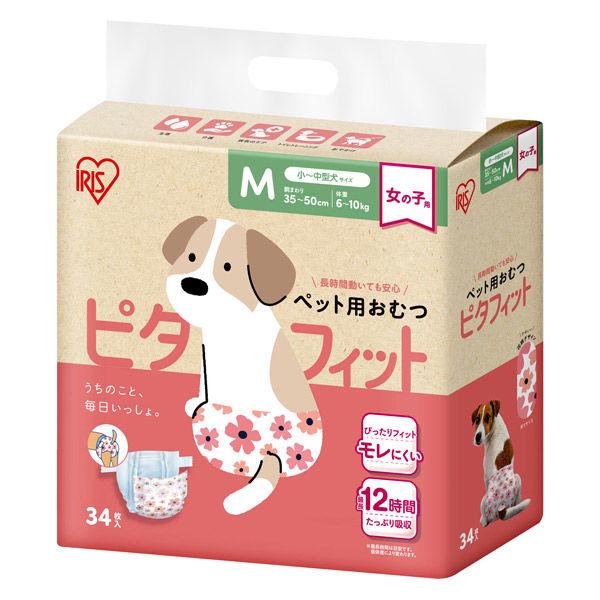 寵物尿布 Pita 適合女孩 M 中小型犬尺寸 34 片 1 袋 Iris Ohyama