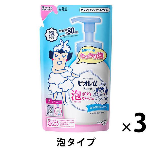 Biore U 泡沫沐浴露 溫和清新花香（淡香）補充裝 480ml 3 件裝沐浴露花王 [泡沫型]